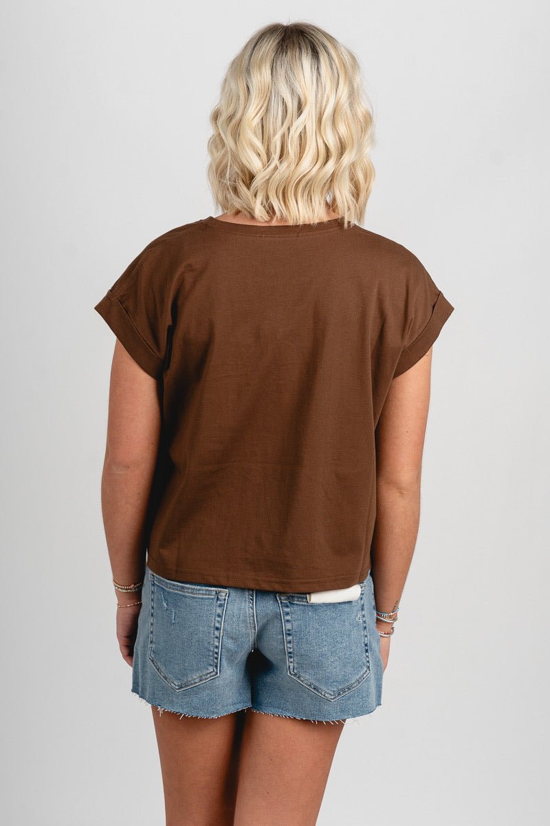 Crew neck blended tee brown