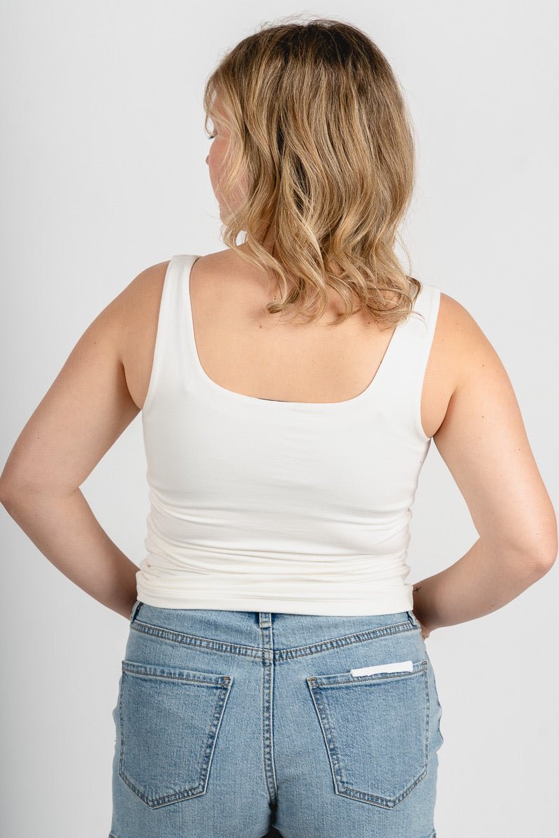 Square neck tank top ivory