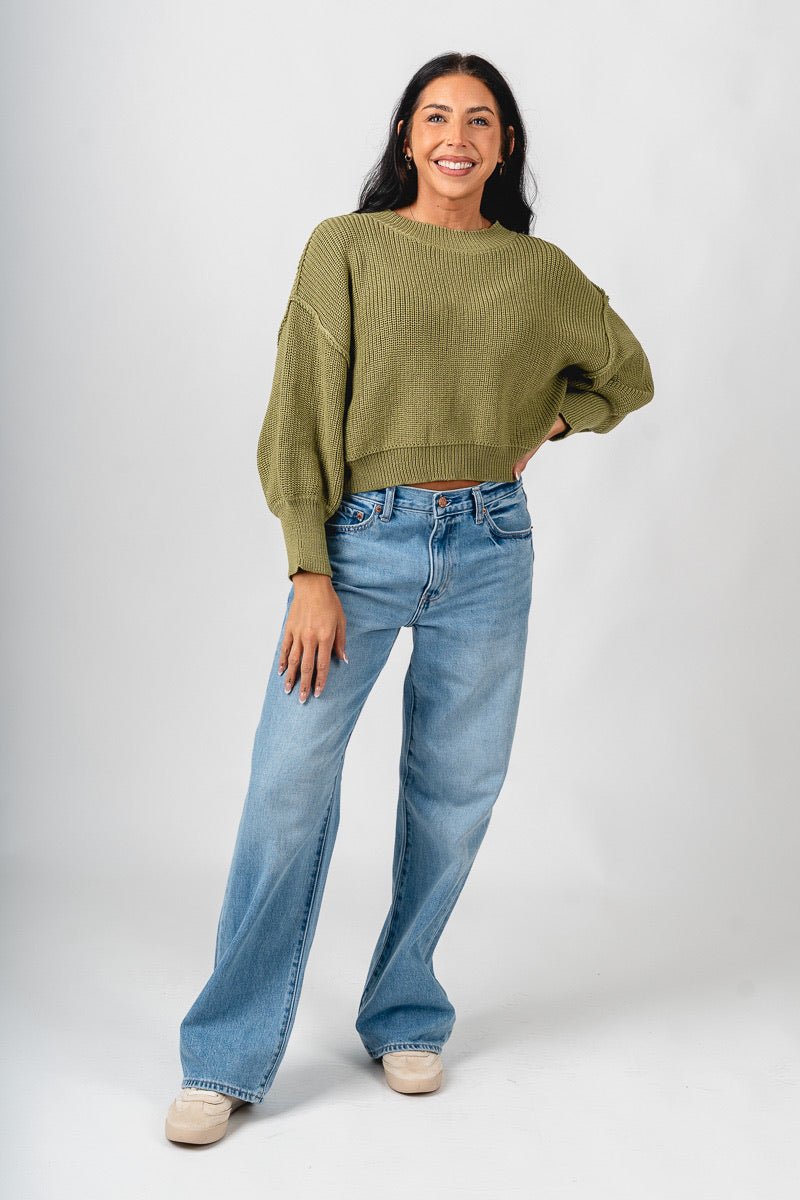 Mock neck boxy sweater olive - Trendy Sweaters | Cute Pullover Sweaters at Lush Fashion Lounge Boutique in Oklahoma City