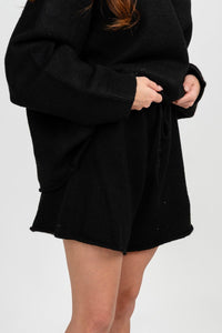 Drawstring sweater shorts black - Cute shorts - Trendy Shorts at Lush Fashion Lounge Boutique in Oklahoma City