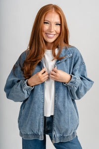 Oversized denim jacket blue – Affordable Blazers | Cute Black Jackets at Lush Fashion Lounge Boutique in Oklahoma City