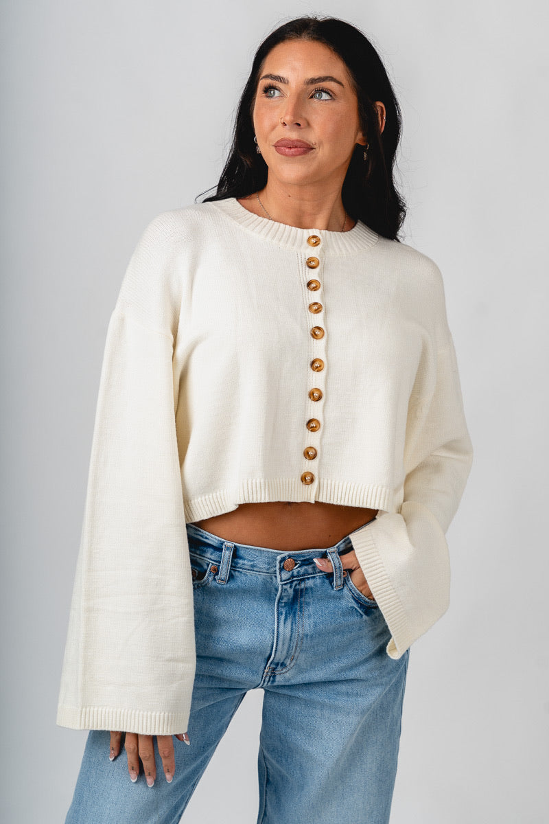 Button sweater cardigan bone
