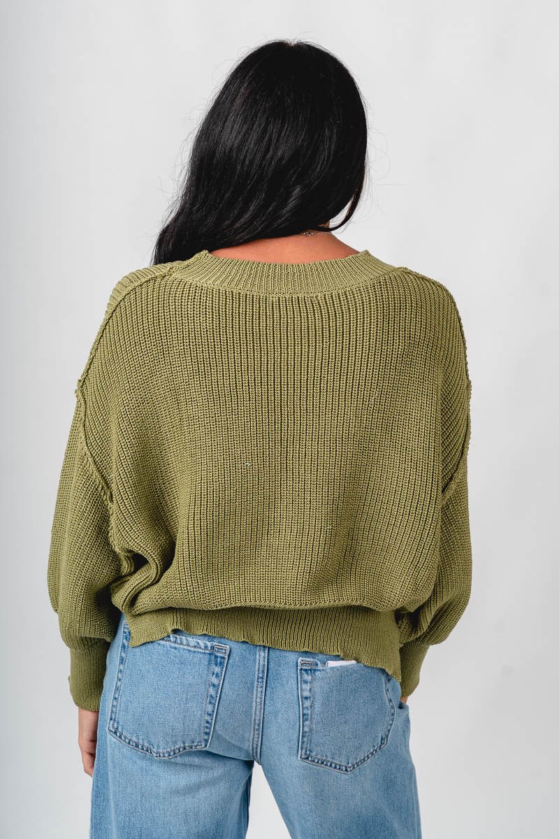 Mock neck boxy sweater olive