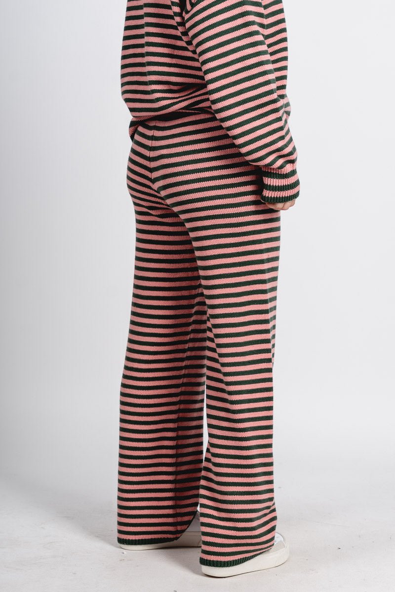 Striped sweater pants green/pink | Lush Fashion Lounge: women's boutique pants, boutique women's pants, affordable boutique pants, women's fashion pants