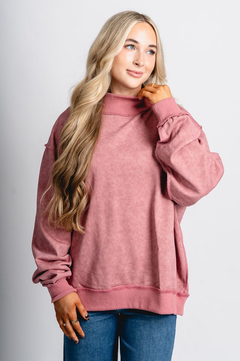 Mock neck sweatshirt mauve
