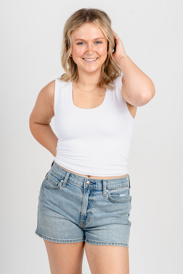 Double layer tank top white | Trendy Tank Tops - Lush Fashion Lounge