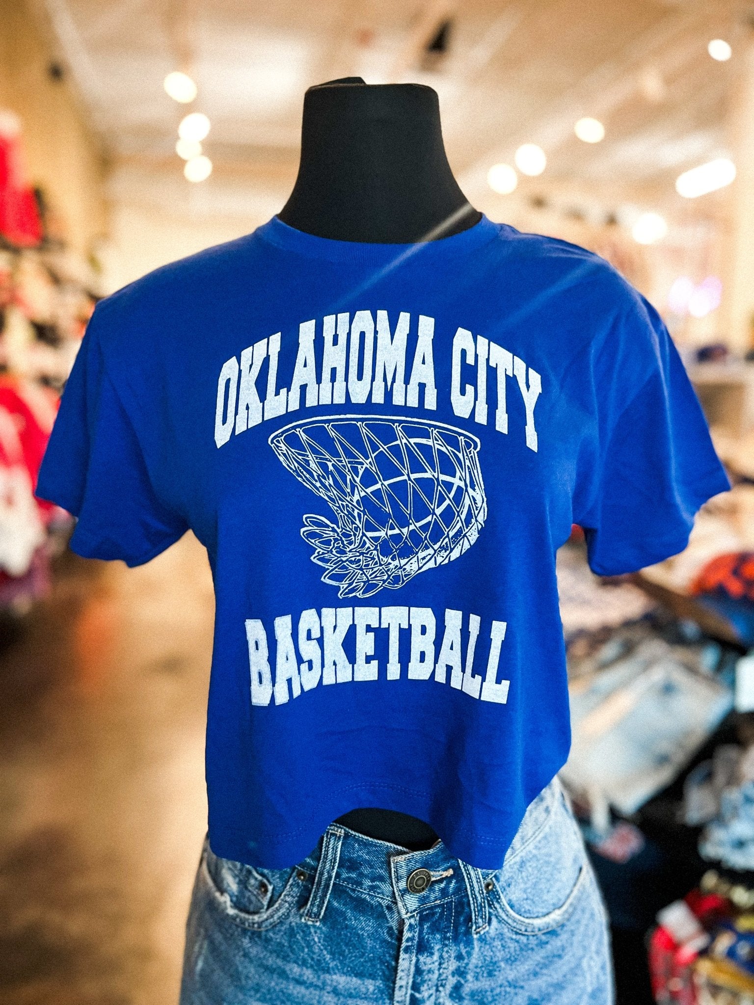 OKC basketball swish crop tee royal - Trendy OKC Apparel at Lush Fashion Lounge Boutique in Oklahoma City