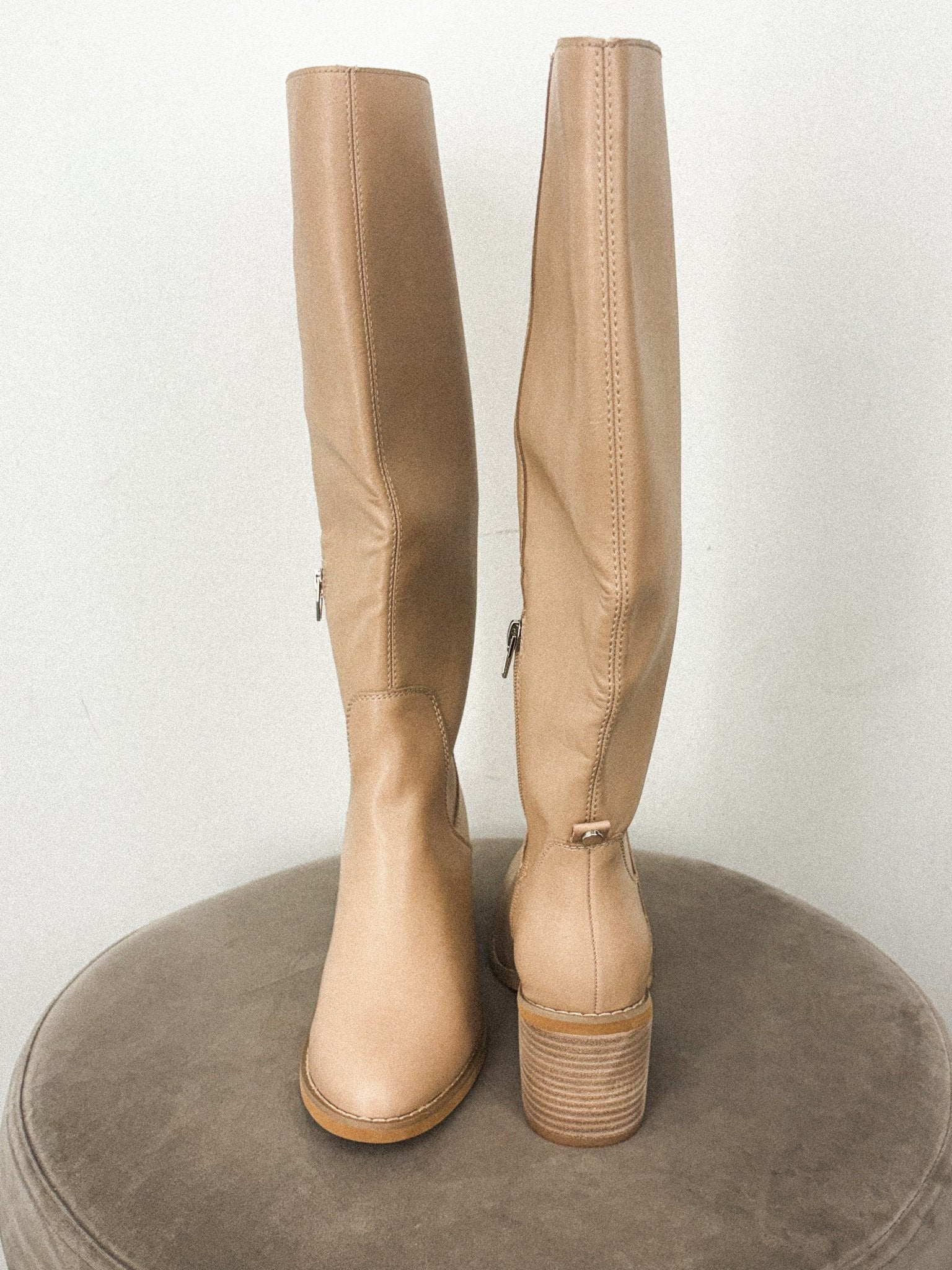 Juno knee high boots taupe - Affordable shoes - Boutique Shoes at Lush Fashion Lounge Boutique in Oklahoma City