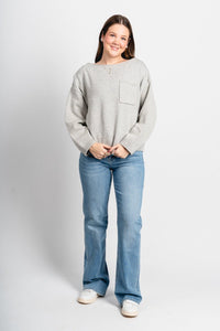 Wide neck sweater heather grey – Unique Sweaters | Lounging Sweaters and Womens Fashion Sweaters at Lush Fashion Lounge Boutique in Oklahoma City