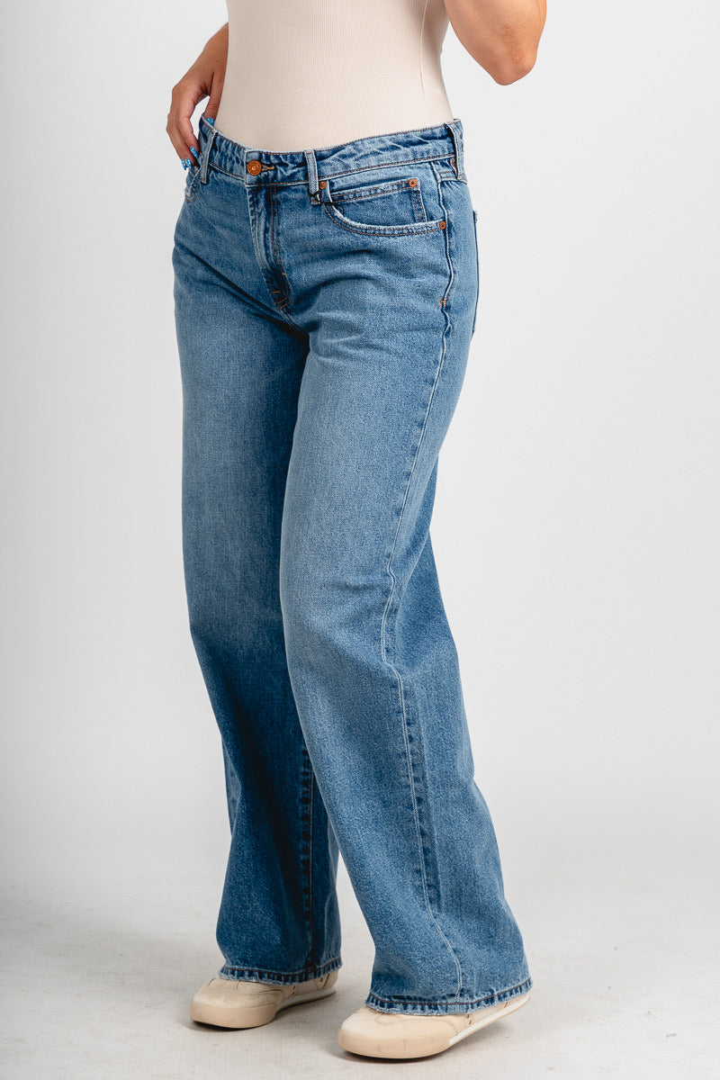 Hidden low rise baggy jeans medium denim