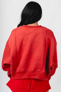 OU Boomer Sooner Becca crew neck sweatshirt crimson Sweatshirt | Lush Fashion Lounge Trendy Oklahoma University Sooners Apparel & Cute Gameday T-Shirts
