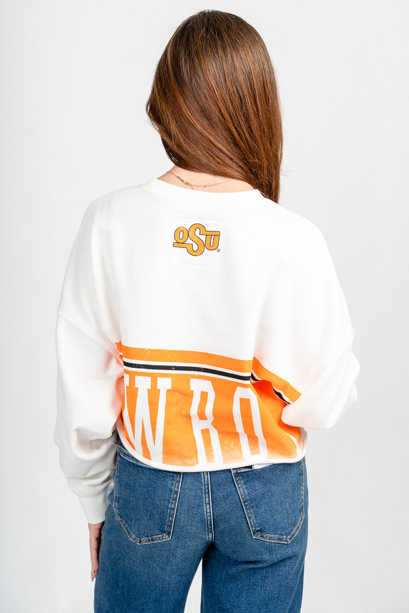 OSU OSU Cowboys Conway crop sweatshirt white Sweatshirt | Lush Fashion Lounge Trendy Oklahoma State Cowboys Apparel & Cute Gameday T-Shirts