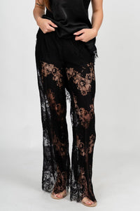 Lace wide leg pants black | Lush Fashion Lounge: women's boutique pants, boutique women's pants, affordable boutique pants, women's fashion pants