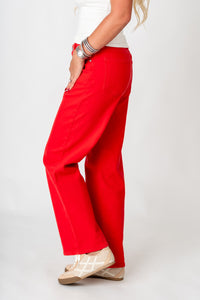OU Just USA high rise vintage straight jeans red jeans | Lush Fashion Lounge Trendy Oklahoma University Sooners Apparel & Cute Gameday T-Shirts