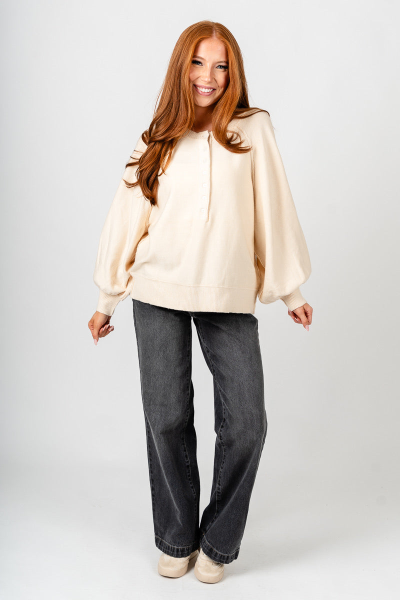 Henley sweater ivory