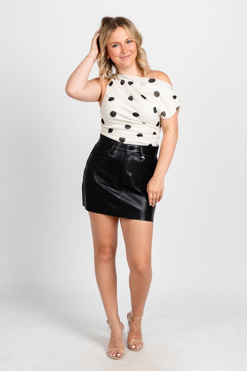 Ruched polka dot top white/black