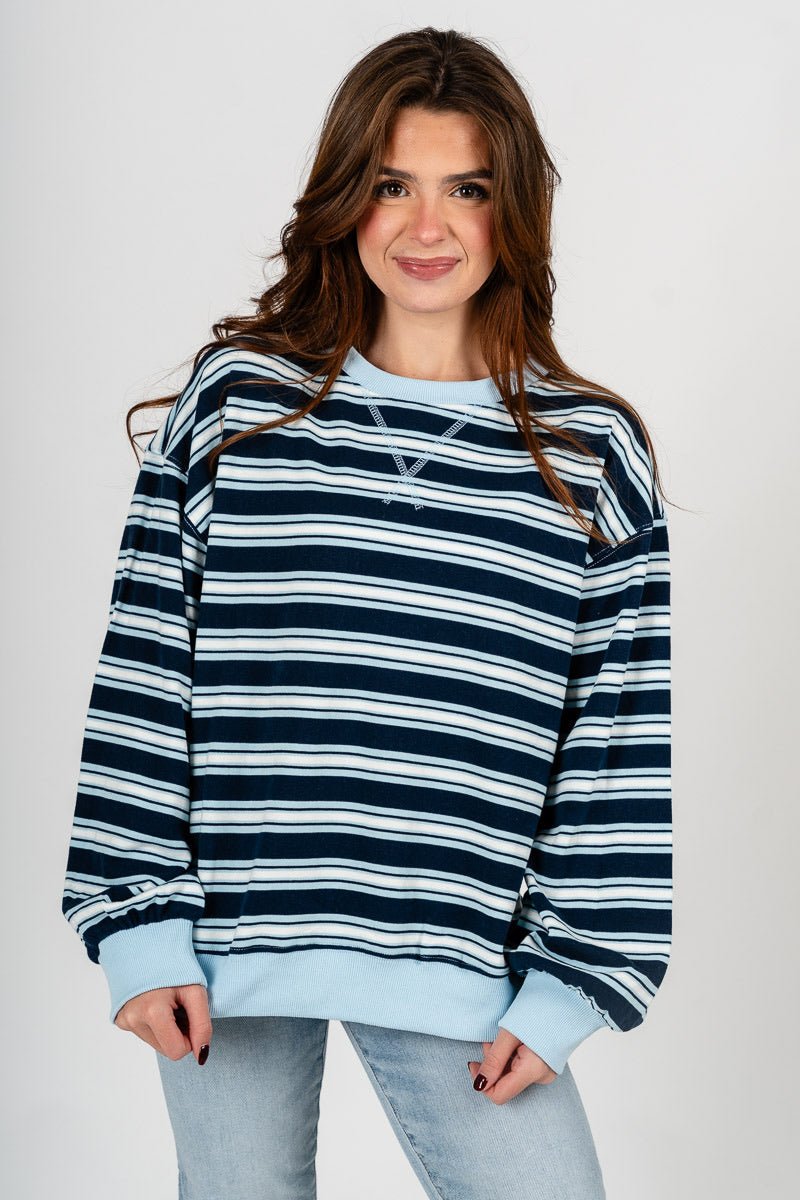 Striped oversized sweatshirt navy/light blue