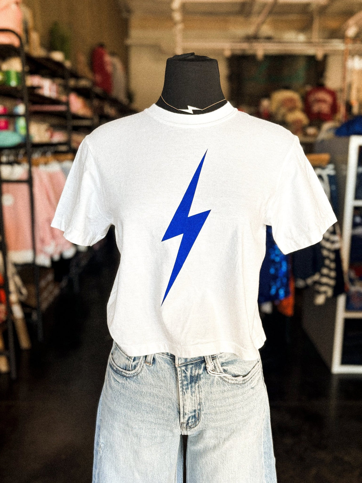 OKC bolt cropped comfort colors t-shirt white - Trendy OKC Apparel at Lush Fashion Lounge Boutique in Oklahoma City