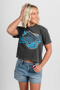 OKC basketball abstract ball crop tee vintage black - Trendy OKC Apparel at Lush Fashion Lounge Boutique in Oklahoma City