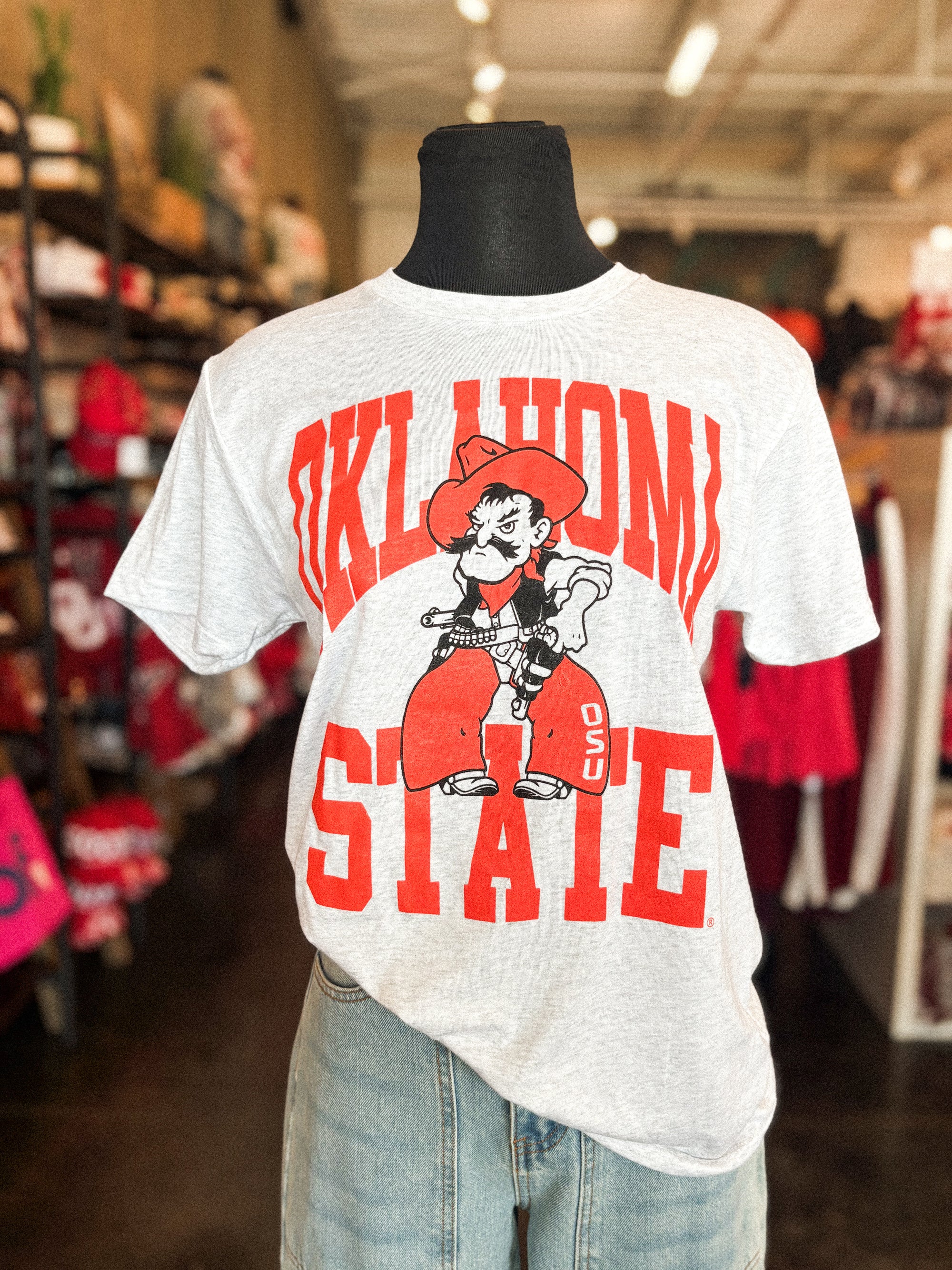 OSU Pistol Pete center logo unisex short sleeve shirt ash