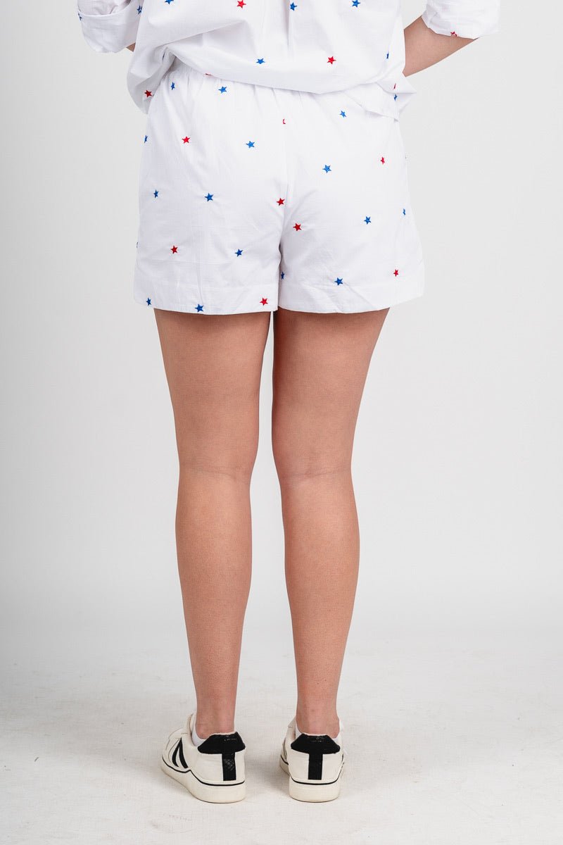 Star embroidered shorts white
