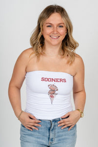 OU OU Sooner triple scoop tube top white tube top | Lush Fashion Lounge Trendy Oklahoma University Sooners Apparel & Cute Gameday T-Shirts