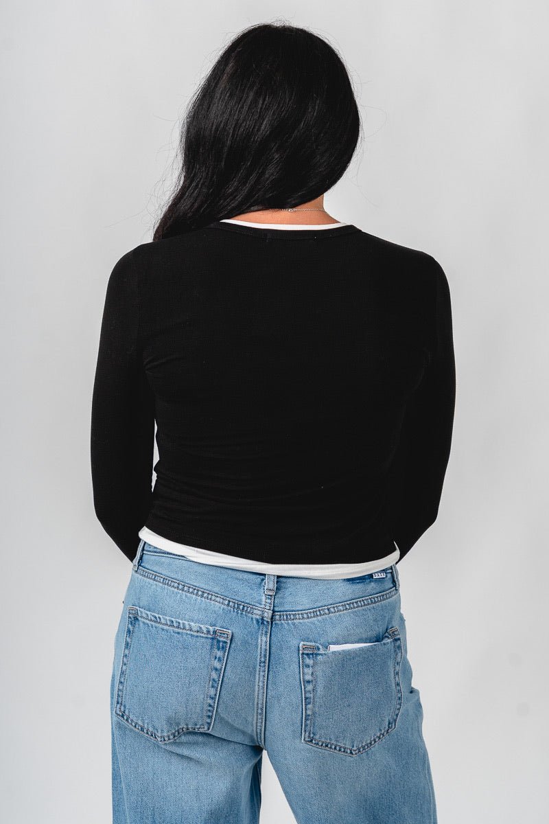 Double layer long sleeve tee black