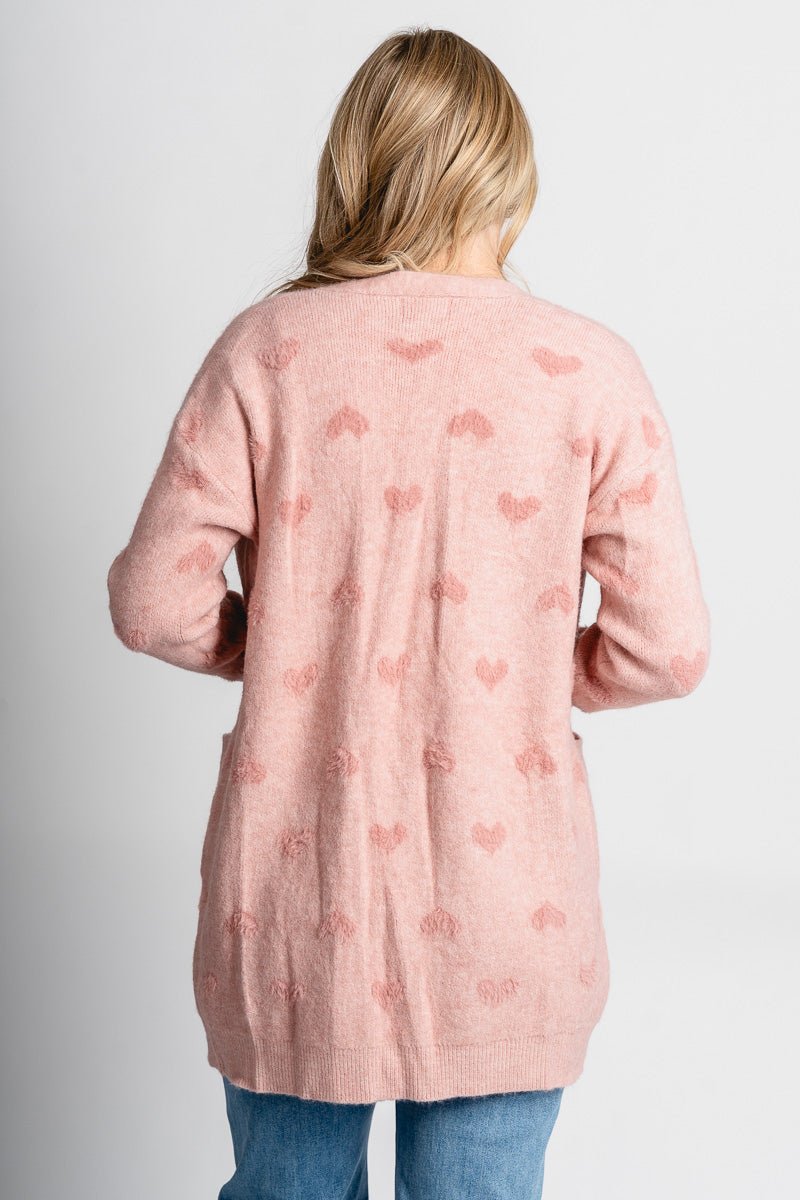 Heart print cardigan pink