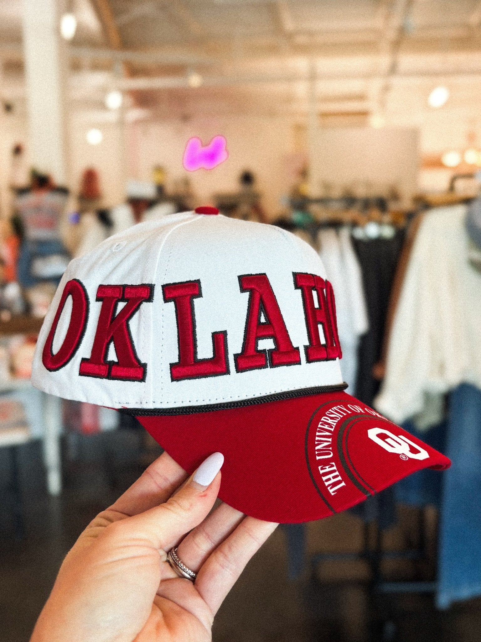 OU OU Oklahoma Sooners phipps hat white/crimson hat | Lush Fashion Lounge Trendy Oklahoma University Sooners Apparel & Cute Gameday T-Shirts