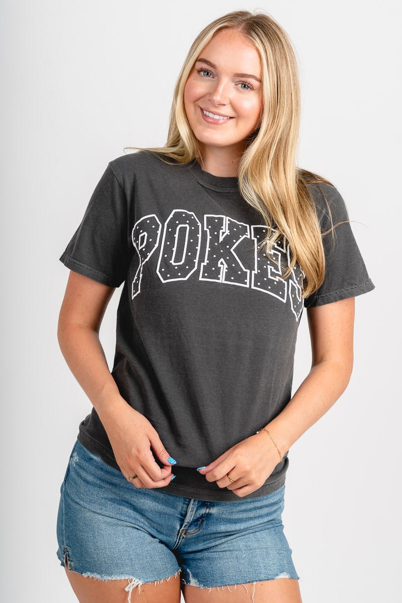 OSU OSU Cowboys polka dot puff t-shirt pepper T-shirt | Lush Fashion Lounge Trendy Oklahoma State Cowboys Apparel & Cute Gameday T-Shirts
