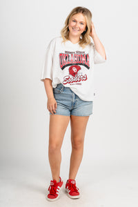 OU OU Sooners football v-neck t-shirt white T-shirt | Lush Fashion Lounge Trendy Oklahoma University Sooners Apparel & Cute Gameday T-Shirts