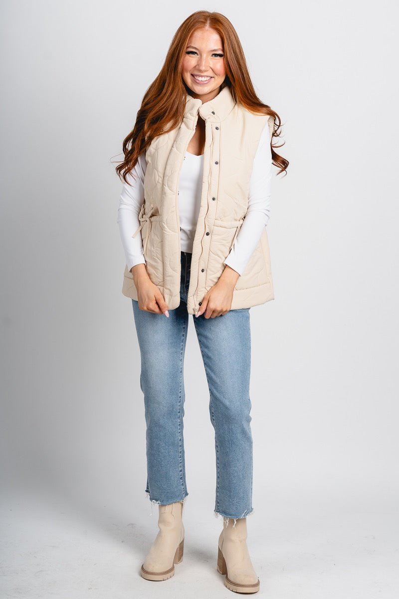 Quilted puffer vest sand