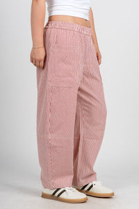 Striped barrel pants white/red | Lush Fashion Lounge: women's boutique pants, boutique women's pants, affordable boutique pants, women's fashion pants