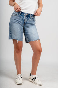 Vervet mid rise distressed shorts eminence - Trendy Shorts - Cute Vacation Collection at Lush Fashion Lounge Boutique in Oklahoma City