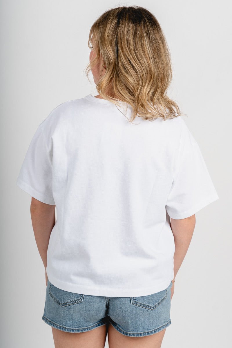 Ribbed garment dyed t-shirt white