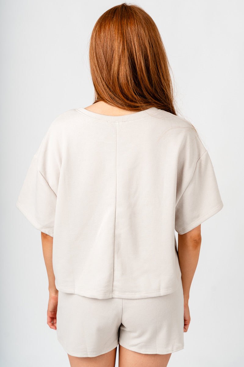 French terry crop top oat