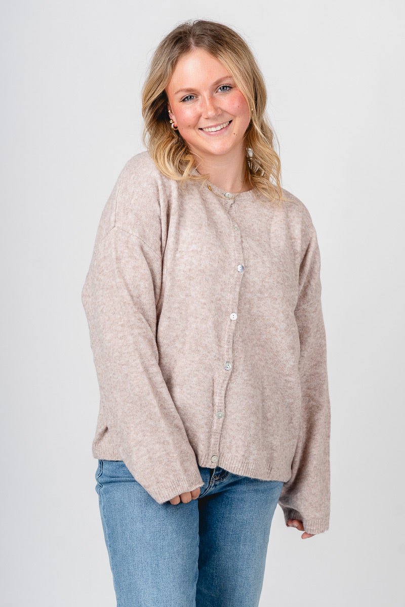 Button up sweater cardigan beige