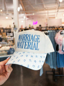 Marriage material floral hat blue - Trendy Gifts at Lush Fashion Lounge Boutique in Oklahoma City