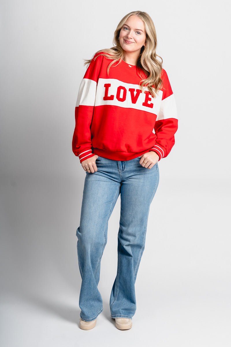 Z Supply Love sweatshirt kiss me red - Z Supply Sweatshirt - Z Supply Clothing at Lush Fashion Lounge Trendy Boutique Oklahoma City