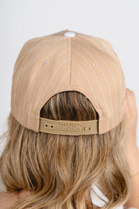 OKLA pinstripe hat khaki/white - Oklahoma City inspired graphic t-shirts at Lush Fashion Lounge Boutique in Oklahoma City
