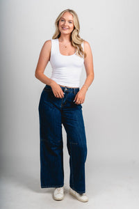 Low rise American flag jeans dark denim - Cute jeans - Fun American Summer Outfits at Lush Fashion Lounge Boutique in Oklahoma City