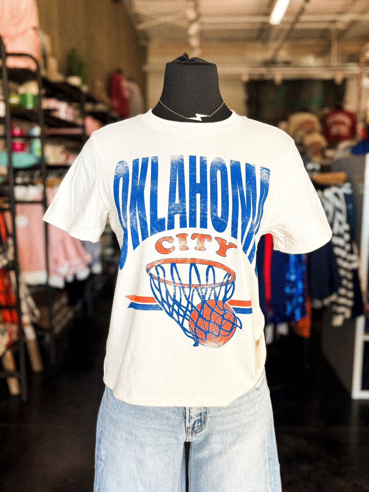 OKC basketball established Ellie tee vintage white - Trendy OKC Apparel at Lush Fashion Lounge Boutique in Oklahoma City