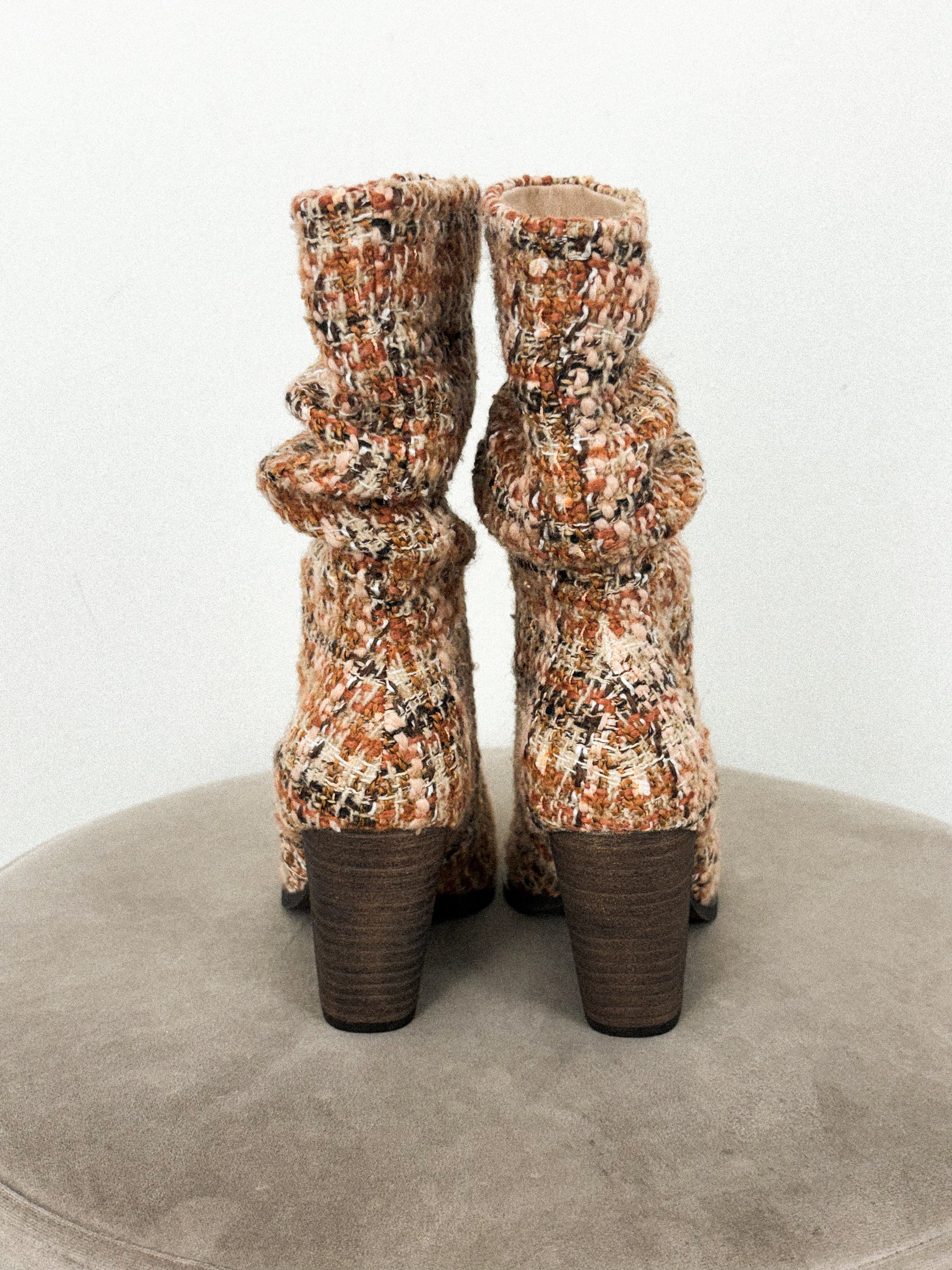 Letty tweed slouch bootie chai