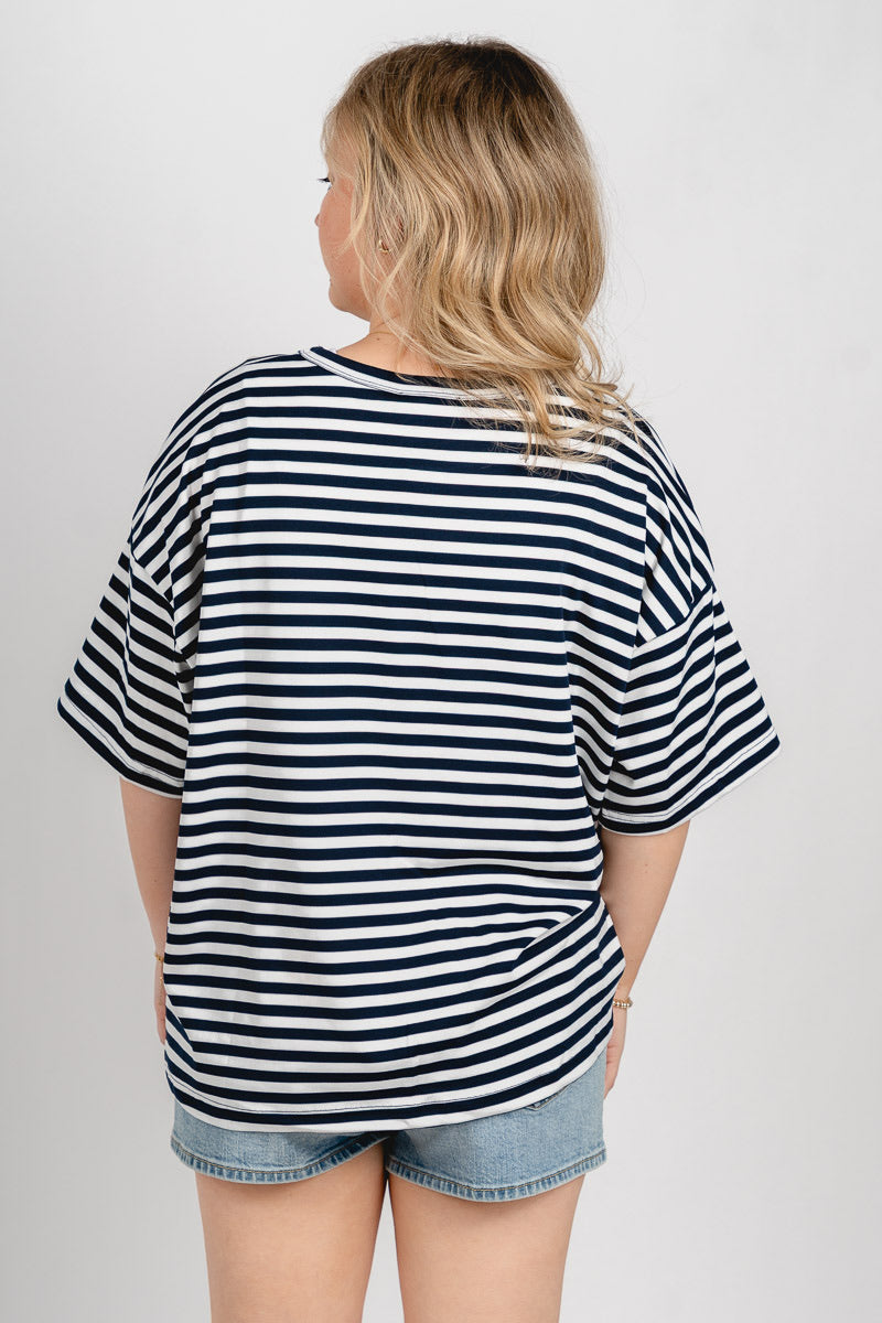 Striped short sleeve tee navy/white