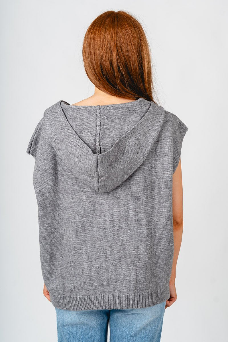 Hooded sweater vest heather grey