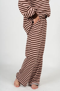 Striped sweatpants pink/brown - Adorable sweatpants - Stylish Comfortable Outfits at Lush Fashion Lounge Boutique in OKC