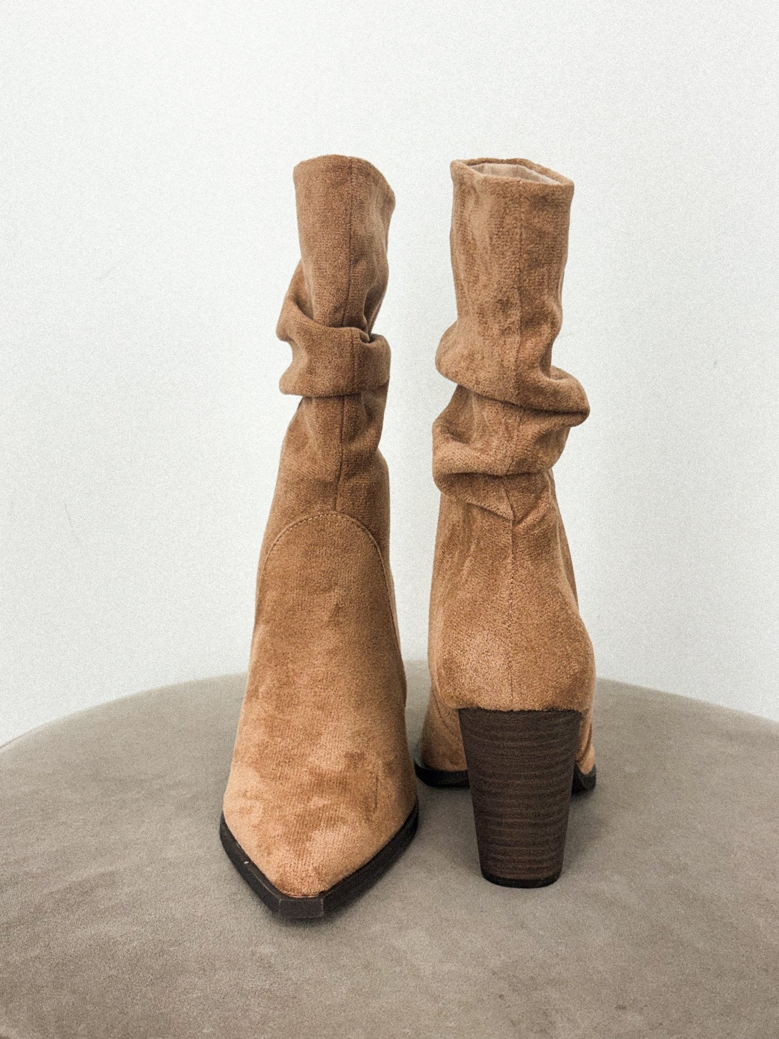 Letty suede slouch bootie latte - Affordable Shoes - Boutique Shoes at Lush Fashion Lounge Boutique in Oklahoma City