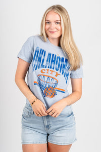 OKC basketball established Ellie tee light blue - Trendy OKC Apparel at Lush Fashion Lounge Boutique in Oklahoma City