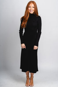 Mock neck midi dress black - Trendy dress - Fashion Dresses at Lush Fashion Lounge Boutique in Oklahoma City