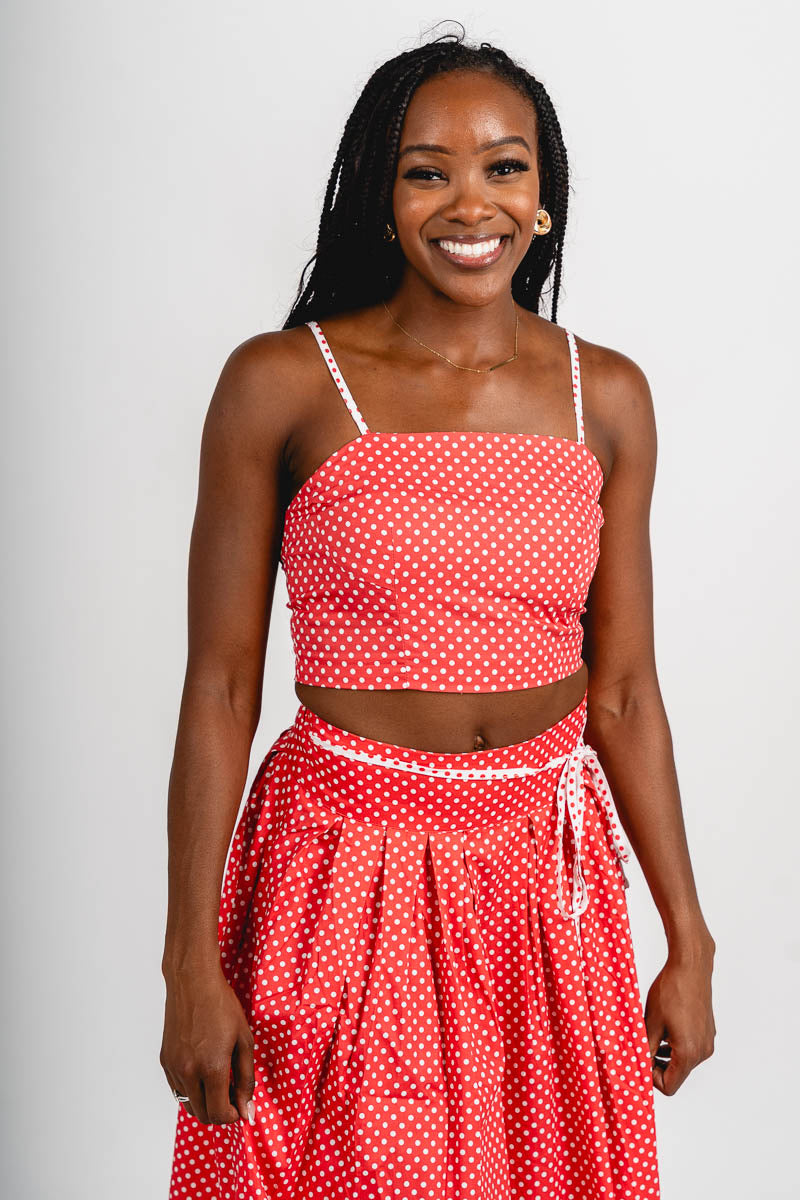 Polka dot crop top berry